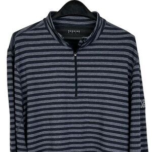 Dunning Golf Men's Medium 1/4 Zip Quick Dry Wicking‎ Pullover Striped Blue